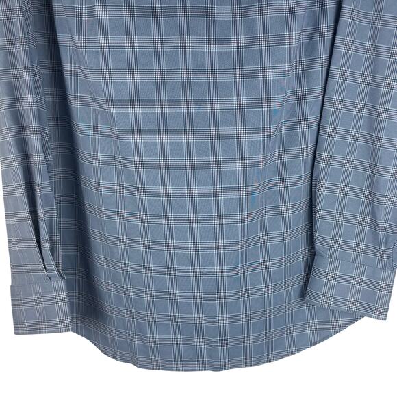 DAVID DONAHUE FUSION PERFORMANCE PLAID BUTTON UP SHIRT IN BLUE NWT MEN'S 16 M/L - Picture 6 of 14
